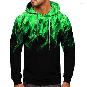 Felpe con cappuccio da uomo Rosso Giallo Verde Blu Stampa con fiamme Felpa con cappuccio moda uomo Unisex Hip Hop Pullover fresco personalizzato a maniche lunghe con cappuccio