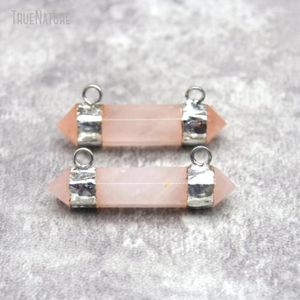 Anhänger Halsketten 10 stücke Großhandel Gelötet Doppel Endpunkt Sechseck Handgemachte Schmuck Facettierte Kupfer Rose Quartzs Kristall PM27223