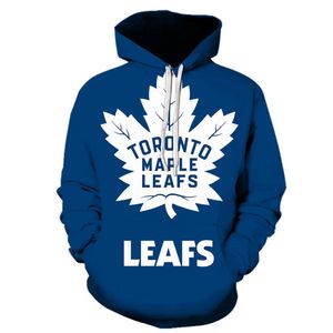 Bluzy dla mężczyzn Toronto 3D Maple Leafs Printed z kapturem Bluza z kapturem Trend ulicy Y2K Ogółem męskie odzież 240102