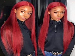 Red Lace Front Human Hair Wigs Red Human Hair Wig 99J 360 Lace Frontal Wig Pre Plucked Full Lace Human Hair Wigs Colored80028908982084