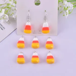 Charms 10st/Pack Halloween Candy Corn Harts Hänge för örhänge Halsbandsmycken som gör hantverk DIY