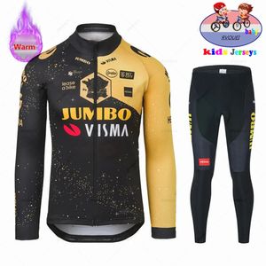 Dzieci Jumbo Visma Cycling Jersey Zestaw długiego rękawu zimowe kolarstwo