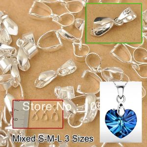 Components 24Hours Free Shipping 120PCS Mix Size SML Jewelry Findings Bail Connector Bale Pinch Clasp 925 Sterling Silver Pendant