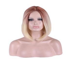 woodfestival Short Straight Bob Wig Cosplay Harajuku Women Wigs Ombre耐熱性合成髪ウィッグ3色35cm525779