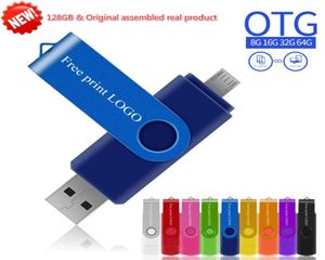 USB Flash -enheter OTG 128G 9Color Pen Drive Pendrive Personlig USB -stick 64GB för smartphone -spinnlogotyp Microusb Personalizzabil4168153