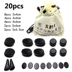 20pcs/zestaw masaż kamienny Zestaw Grzeźba Pudełko Odpręż ból pleców Opieka zdrowotna Lava Bazalt Masaż narzędzie Kamień Massager240102