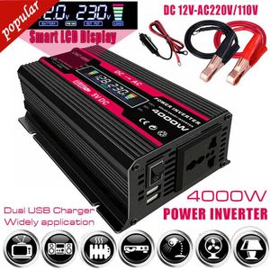 Charger New LCD Display Car Power Inverter 4000W Converter 12V To 220V/110V Smart Color Display Dual USB 4.2A Fast Charge