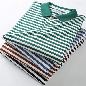 رجال Polos Fashion Sailor Telnyashka Sailor's Polo Polo Stirts Cotton Long Long Mens T-Shirt Breton Stripe Strip
