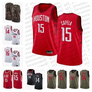 Maglia personalizzata da uomo, da donna, da bambino, Houston''Rockets''14 Gerald Green 15 Clint Capela verde mimetico nero bianco blu rosso maglia da basket retrò