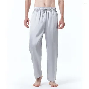 Men's Pants Fashion Daily Casual Men Loose Silk Satin Pajamas Nightwear Sleepwear Pyjamas Pant Sleep Bottoms Outwear Straight Trousers