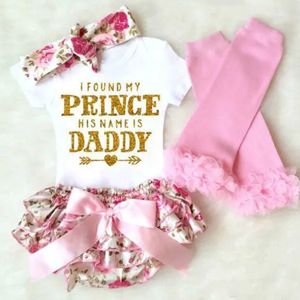 Kampanj nyfödda babykläder kostym barnkläder brev tryckta jumpsuitbyxor blommor rufsade bågshorts kostym baby småbarn kostym.