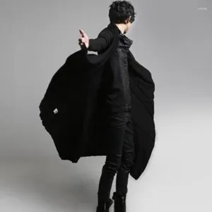 Erkek Hoodies Sonbahar ve Kış Kara Kara Kore Edition Saç Stilist Moda Erkek Malzem Olmayan Kişilik Hırka Giyim Cape Uzun Ceket