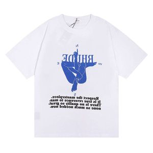 Rhude Marke bedruckte T -Shirt -Männer Frauen runden Nacken T -Shirts Frühling Sommer High Streetstyle -Qualität Top Tees Rhude Asian Size S XL Camiseta Billig Loe Qing