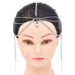 Hårklipp Super Fairy Drop Crystal Head Chain för flickor Bohemian Beach Party Long Tassel panna pannband Exotiska smycken Tillbehör