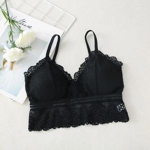 Bustiers & Corsets Women Lace Sweet Tube Top With Chest Pad Intimate Push Up Bra Beauty Back Underwear