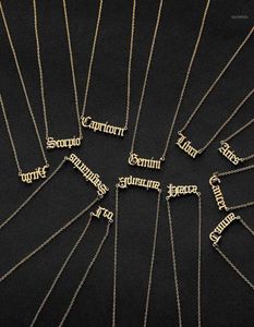 12 Zodiac Letter Constellations Hangers ketting voor vrouwen mannen Maagd Weegschaal Schorpioen Boogschutter Steenbok Aquarius Birthday Gift11831280