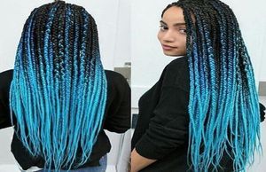 Cały Ombre Sky Blue Braided Hair Kanekalon Jumbo Plejanie Włosy Syntetyczne szydełko warkocze Włoski przedłużenie Hair Folded 24 -calowe 15337518