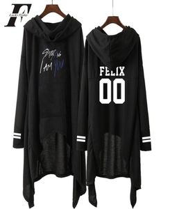 KPOP STRAY KIDS SPRING BLACK WOMEN HOODEDパーカースウェットシャツアイドルコットン服アルバムI Am Who Who Harajuku Women039S Clothing Y209113740