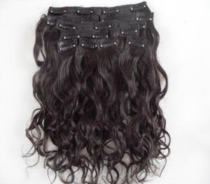 Extensões de cabelo virgem humano mongol 9 peças clipe no cabelo encaracolado marrom escuro natural preto color2382410