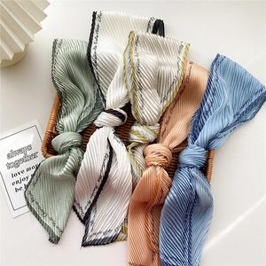 Lenços decorativos longo lenço plissado feminino foulard polka dot impressão fina saco estreito faixa de cabelo lenços mulheres neckerchief