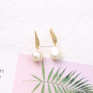 Dangle Earrings Big Irregular Freshwater Pearls Drop Earring Office Wedding Baroque Cz Stone Jewelry Mothers Gift