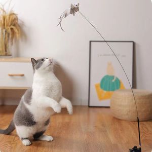 Cat Playing Wand Bird Feather with Bell Detachable Powerful Suction Cup Interactive Toys for Cats Kitten Hunting Exercise Pet Toys