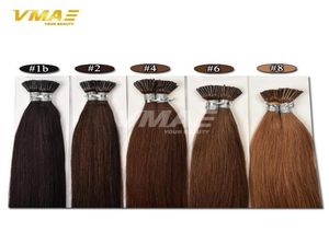 I Tip Öne Bağlanmış Keratin Kapsül İnsan Saç Uzantıları Doğal Siyah Açık Kahverengi Sarışın Altın Renk Malezya Bakire Remy Saç Fact46634523