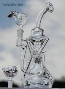 Hopahs Bong! Glass Bong Recycler Water Pipe Högkvalitativ oljeriggar Hybrid Två funktion Hand Make Glass Art Byggt i anspråkfångare