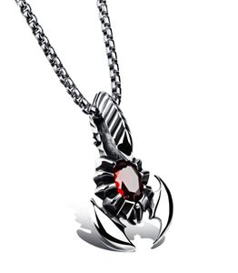 Collana da uomo in acciaio inossidabile con gioielli di moda Scorpione con pietra pendente in argento dorato Collane di alta qualità per uomo7488830