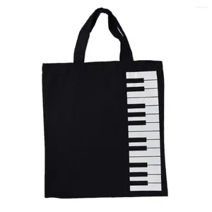 Sacos de compras Portátil Algodão e Linho Música Score Bag Teclado Padrão Instrumentos Musicais 33x30cm