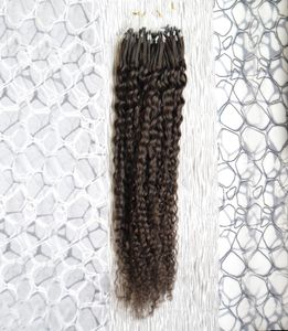 Brazylijskie dziewicze włosy 100s Afro Kinky Curly Micro Loop Human Hair Hair Extensons Natural Kolor 100g Kurly Micro Koralik Hair Extensions4698888