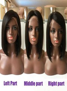 Curto Bob Corte perucas dianteiras do laço cabelo humano não processado sem cola para mulheres negras 4341107