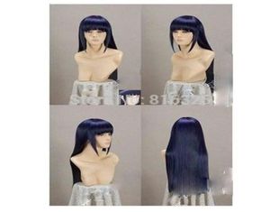 Narutos Shippuden Hinata Hyuga BlueBlack peruca cosplay mista 80cm2319476