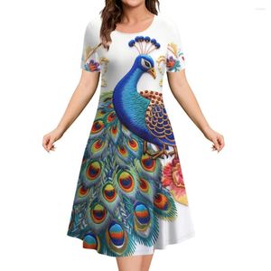 Sukienki imprezowe Peacock Print Women 2024 Lato krótkie spódnice plażowe Seksowne kobiety kolanowe damskie ubrania