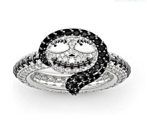 Kluster ringer The Nightmare Before Christmas Crystal Ring Sally Black Emalj kärlek Par Gift Punk smycken Anpassade kvinnor2741522