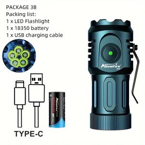 MINI 5X XPG LED Bright Palm Liten ficklampa, Typ -C USB -laddningsbar bärbar klippmagnetljus, utomhusfackla för vandring, blinkande varningslampa - 18350 Batteri