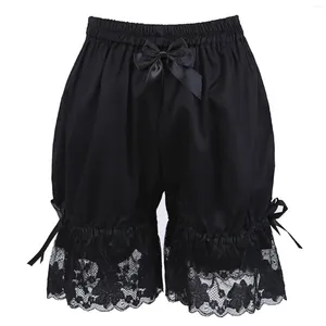 Pantaloncini da donna Gothic Lolita Pumpkin Summer Nero Elastico in pizzo floreale Bloomers