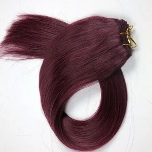 Trame di capelli brasiliani Trame di capelli umani fasci di capelli lisci 22 pollici 530 # / Estensioni dei capelli umani indiani brasiliani rosso prugna