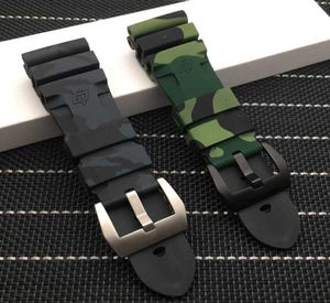 24mm 26mm Camouflage Banda de relógio de borracha de silicone colorida Substitua para a tira de panerai relógio Ferramentas de banda de vigilância à prova d'água H0912142582