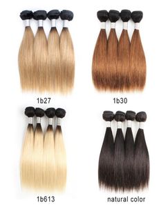 Peruansk billig ombre blond människa hårväv buntar 50 gbundle 1012 tum 4 bundlesset naturligt rakt hår remy hårförlängning8367968