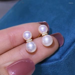 Stud Earrings MeiBaPJ 925 Genuine Silver Natural Round Pearl Classic Simple Fine Wedding Jewelry For Women