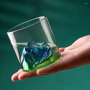 ワイングラスヴィンテージチャイナシックフェンシャンリバーマウンテンビューカップ富士ガラス透明な氷山耐熱茶