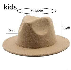キッズハットガール52cm小さな子供は白い黒い冬の帽子カジュアルドレスボーイガールズfedora冬の帽子ソンブレロパナマhombre2730360