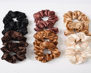 Kvinnor SatInvelvet Scrunchie Stretch Ponytail Holders Elastic Hairbands Solid Color Ladies Hair Ropes Hair Ties Accessories2891288