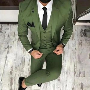 Jackor 2022 Senaste kappbyxa Designs Green Men Passar Slim Fit 3 Piece Tuxedo Groom Style Suits Custom Prom Party Blazer Terno