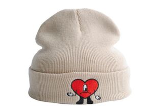 Badbunny coelho mau bordado chapéu de malha europeu outono e inverno gorro de lã quente para homens e mulheres GC17184333066