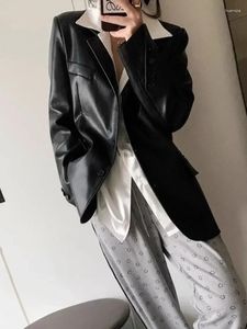 Damenjacken Lederjacke Frauen Feste Lose Streetwear Mantel Winter Herbst Verdickung Koreanische Mode PU