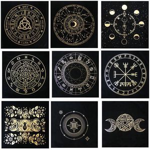 49CM Table Cloth Heavy Suede Fabric Gold Tarot Tablecloth Magic Wall Tapestry Board Game Astrology Divination Witchcraft Altar Cloth Tarot Playmate 9 Styles