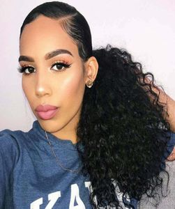 8A Afro Kinky Curl Ponytail Extensions Human Hair Extensions Natural Remy Human Hair Clip في ذيل الحصان 120 جرام أكثر 5 ألوان الرباط 7105647