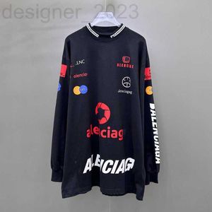 Men's T-Shirts designer B High Version Paris Home Full Collection Embroidered Long sleeved Racing Suit Printed Collar Unisex T-shirt luxury TN47